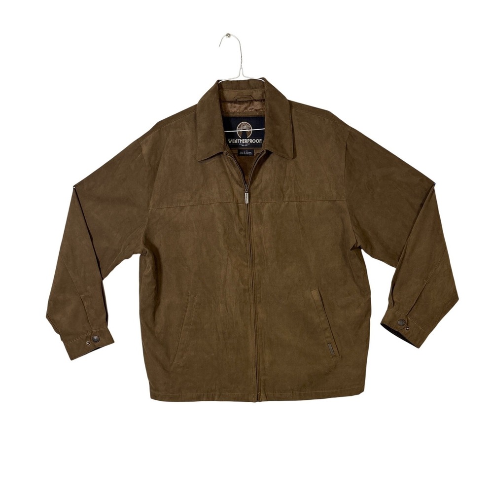Weatherproof Mens Microfiber Faux Suede Full Zip Jacket Brown Large S7 2592